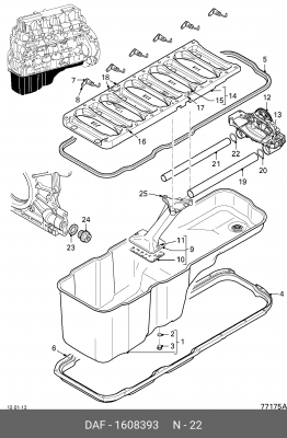 Кольцо уплотнительное масляной трубки 1608393 DAF