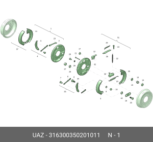 316300350201011 Тормоз УАЗ-3163 задний правый в сборе с 2014г.в. (ОАО УАЗ) 3163- 316300350201011 UAZ UAZ