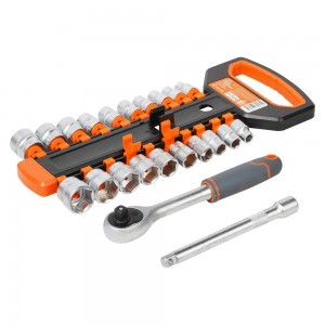 Набор головок 3/8" (22 предмета) "AIRLINE" (6 граней с трещоткой 8-21мм, 5/16"-7 ATAQ019 AIRLINE