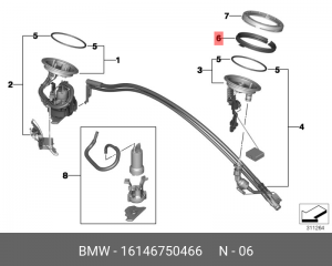 Адаптер для топливного бака 16146750466 16 14 6 750 466 BMW