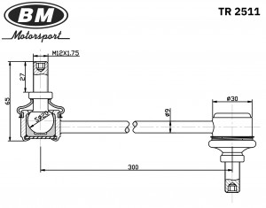 Стойка стабилизатора переднего, праваялевая, BM TR2511 TR2511 BM MOTORSPORT