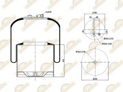 Пневморессора Premium со стаканом (металл)1 отв.+штуц. / 1 отв. Actros MP2 Voss  090030131 SONDER