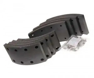 Накладка тормозной колодки УРАЛ-55571Х сверленая расточенная комплект 8шт. с зак 35033013 MEGA POWER