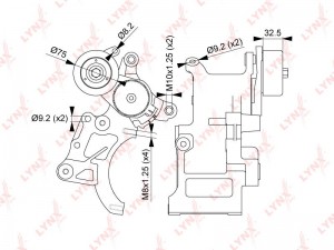 Натяжитель приводного ремня TOYOTA Land Cruiser Prado (02-) (3.0 D 1KDFTV) LYNX PT-3264 LYNXAUTO