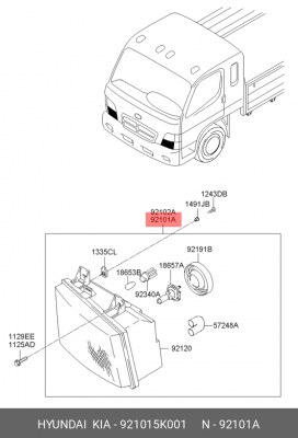 Фара HYUNDAI HD65,78 (09-) ЕВРО-3 левая OE 921015K001 HYUNDAI KIA