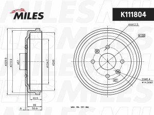 Барабан тормозной CHEVROLET AVEO 06-/SPARK 10- (GM 96470999) K111804 K111804 MILES