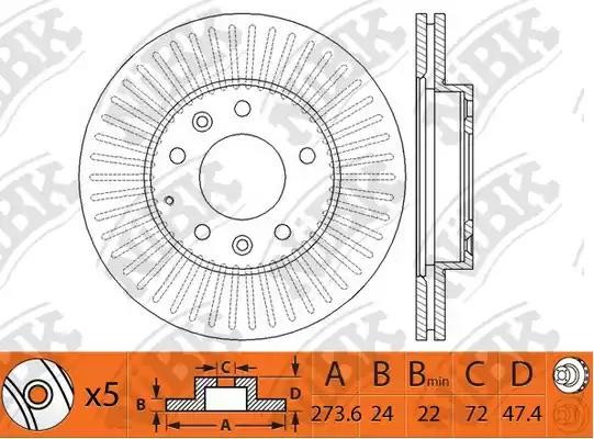 Диск тормозной MAZDA 6 (02-07),323 (98-04),626 (98-02) передний (1шт.) NIBK RN1513 NIBK