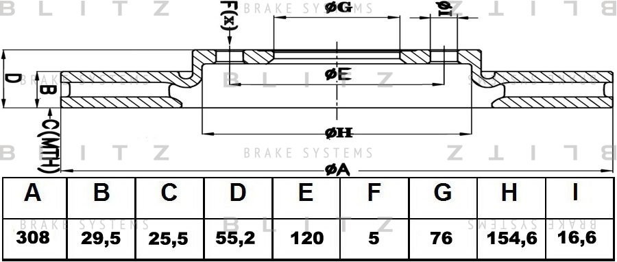 Диск тормозной передний вентилируемый VW Transporter/Multivan/Touareg 03- BS0212 BS0212 BLITZ
