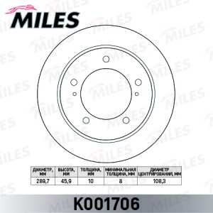 Диск тормозной передний SUZUKI JIMNY 1.3 98- (с № шасси 00203805) (TRW DF7839) K K001706 MILES