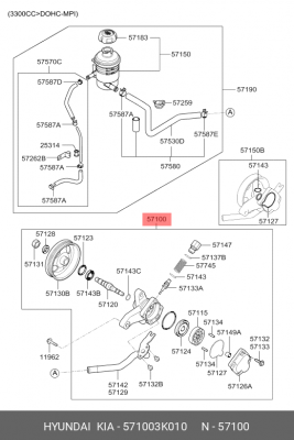 Насос гидроусилителя HYUNDAI Sonata (04-) (2.0/2.4) OE 571003K010 HYUNDAI KIA