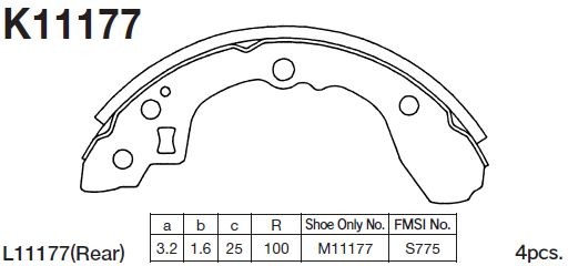 K11177-01 4080.00 [0K30A2628Z] !колодки барабанные\ Kia Rio 1.3/1.5 00-05 K11177 MK KASHIYAMA