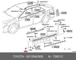 крепеж! саморез клоп\ Toyota, Lexus CT 200H 11-18 90159-60500 TOYOTA