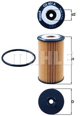 Фильтр масляный CHEVROLET Aveo (08-) OPEL Astra H,J (09-) (1.6/1.8) MAHLE OX401DA MAHLE KNECHT