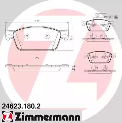 колодки дисковые !перед. 193x75x18 \ VW T5 2.0TDi 09> 24623.180.2 ZIMMERMANN
