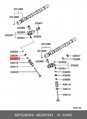 Колпачок маслосъемный впускной MITSUBISHI PAJERO II/III 3.5 V6 6G74 MD307343 MD307343 MITSUBISHI