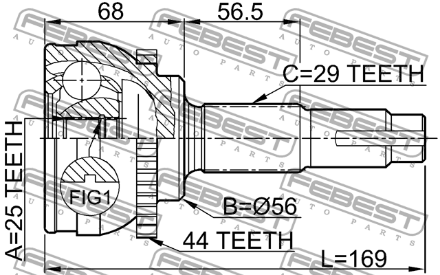 ШРУС внешний NISSAN X-TRAIL T30 2001.06-2013.01 0210-069A44 0210-069A44 FEBEST