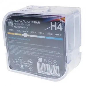 Лампа 12V H4 60/55W P43t +120% бокс (2шт.) MEGAPOWER 37033018 MEGA POWER