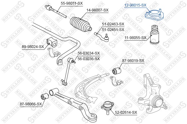 опора амортизатора переднего!\ Toyota Previa all 90-00 12-98015-SX STELLOX