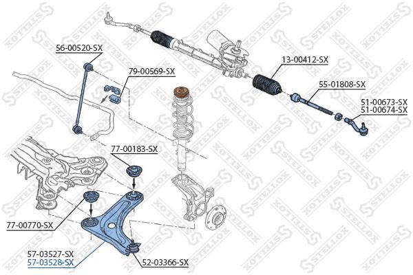 рычаг правый!\ Citroen C3 02> 57-03528-SX STELLOX