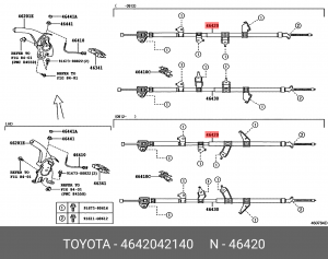 трос ручного тормоза правый!\ Toyota RAV4 2.0 06> 46420-42140 TOYOTA