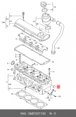 VW GOLF V (2004-2009)/AUDI Q7 (2005>) отверстия ГБЦ 06B 103 113 C VAG