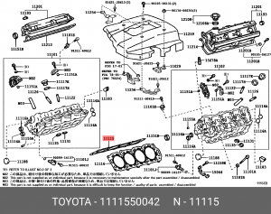 прокладка ГБЦ правая!\ Lexus LS 400/GS 400 4.0 V8 32V 97-00 11115-50042 TOYOTA