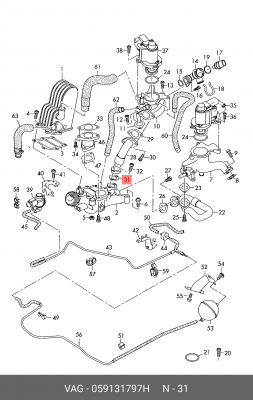 Прокладка VW Touareg (07-) выхлопной системы OE 059 131 797 H VAG