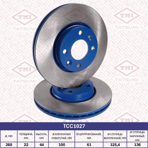 Диск тормозной передний вентилируемый RENAULT Logan/Sandero/19/Clio/Megane 08-LA TCC1027 TATSUMI