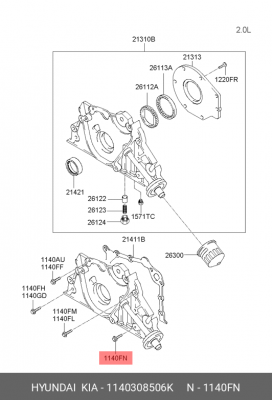 Болт HYUNDAI KIA OE 1140308506K HYUNDAI KIA