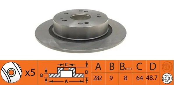 Диск тормозной задний HONDA ACCORD 08- BR28130 BR28130 SB NAGAMOCHI