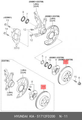 Диск передний тормозной ОРИГИНАЛ!!! 51712FD200 HYUNDAI KIA