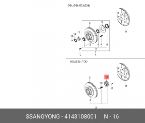 Ступица SSANGYONG Rexton (03-) (D27,E32) передняя в сборе (с АБС) OE 4143108001 SSANG YONG