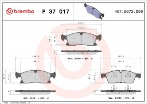 Колодки тормозные P37017 P37017 BREMBO