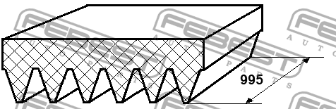 ремень поликлиновой!\ Ford Fiesta/Ka 1.3 95-97, Peugeot 306 1.9HDi 99> 88128-6L995 FEBEST