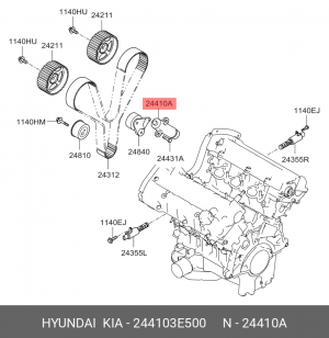 Натяжитель ремня ГРМ HYUNDAI Santa Fe (05-),Grandeur (06-) (2.7) KIA Magentis (2 244103E500 HYUNDAI KIA