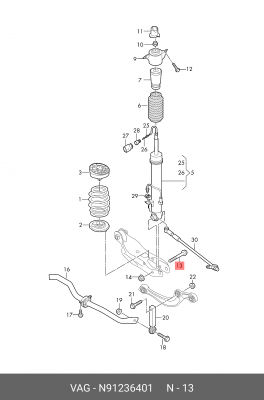 Болт AUDI Q7 (16-18) крепления амортизатора заднего OE N 912 364 01 VAG