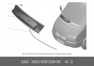 Панель с/очистителя Валдай 3310, Соболь 2217, 2752 правая 3302-5301230-20 GAZ GAZ