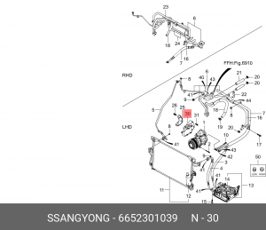 Кронштейн SSANGYONG Actyon (09-),Kyron (09-),Actyon Sports (09-) (D20) компрессо 6652301039 SSANG YONG