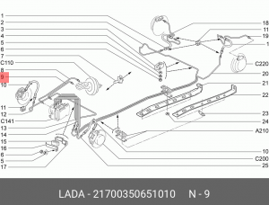 Трубка тормозная ВАЗ-2170 вторичного контура АвтоВазАгрегат 21700-3506510-10 LADA VAZ