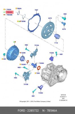 Сцепление FORD Focus 3 (11-) комплект OE 2 285 722 FORD