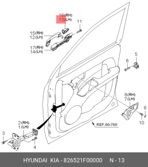 COVER-FRT DOOR OUTSIDE HANDLE,LH 826521F00000 HYUNDAI KIA