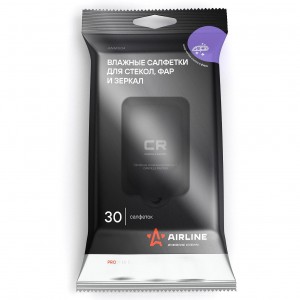 Салфетки влажные для стекол, фар и зеркал PRO (30 шт.) (ANMS04)  2шт ANMS04 AIRLINE