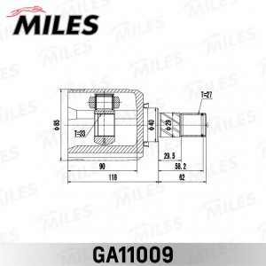ШРУС внутренний левый NISSAN Qashqai 06-13 GA11009 GA11009 MILES