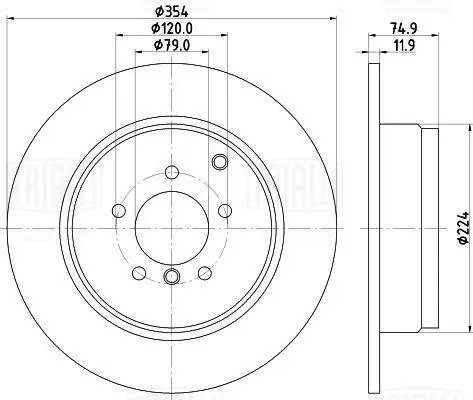Диск торм. Land Rover Range Rover III (02-) зад. d=354 thk=11,9 (полный/окраш.)  DF 190136 TRIALLI