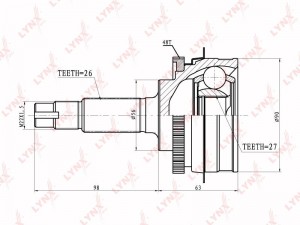 ШРУС наружный к-кт!\ Toyota Estima 2.4 90-00 CO-7523A LYNXAUTO