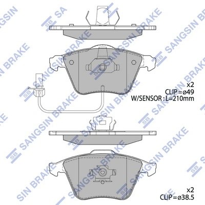 Колодки тормозные дисковые Audi A4/A6/A8 1.8-4.2/2.0TDI-3.0TDI 02 SP2112F SP2112F SANGSIN