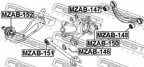 Сайлентблок задн тяги MAZDA CX-5 KE 2011- MZAB-151 MZAB-151 FEBEST