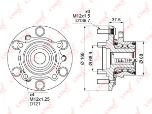 Ступица MITSUBISHI L200,Pajero Sport (05-) передняя LYNX WH-1126 LYNXAUTO