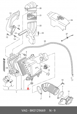 Втулка VW T4 (10-) фильтра воздушного OE 8K0 129 669 VAG