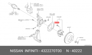 Шпилька 43222-70T00 4322270T00 NISSAN